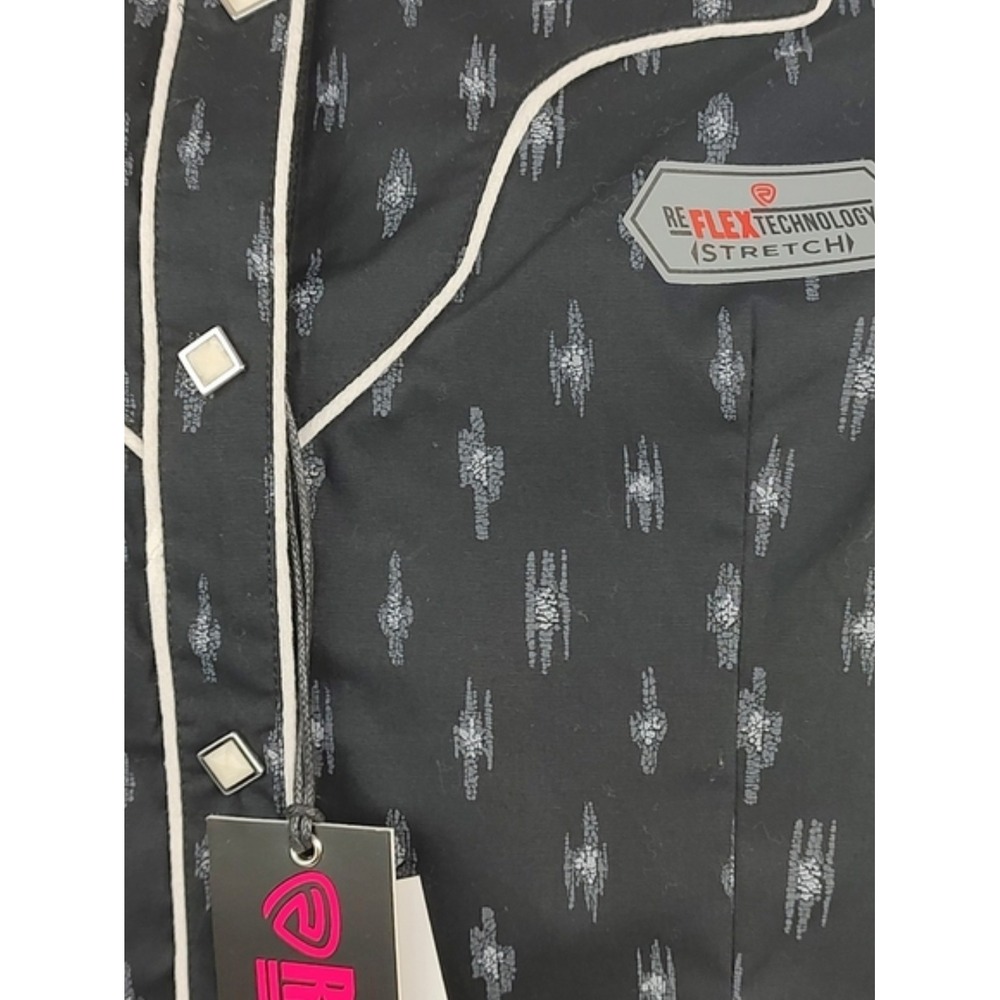 Rock & Roll Cowgirl Womens Black Geometric ReFlex Stretch Western Snap Shirt - Picture 4 of 4